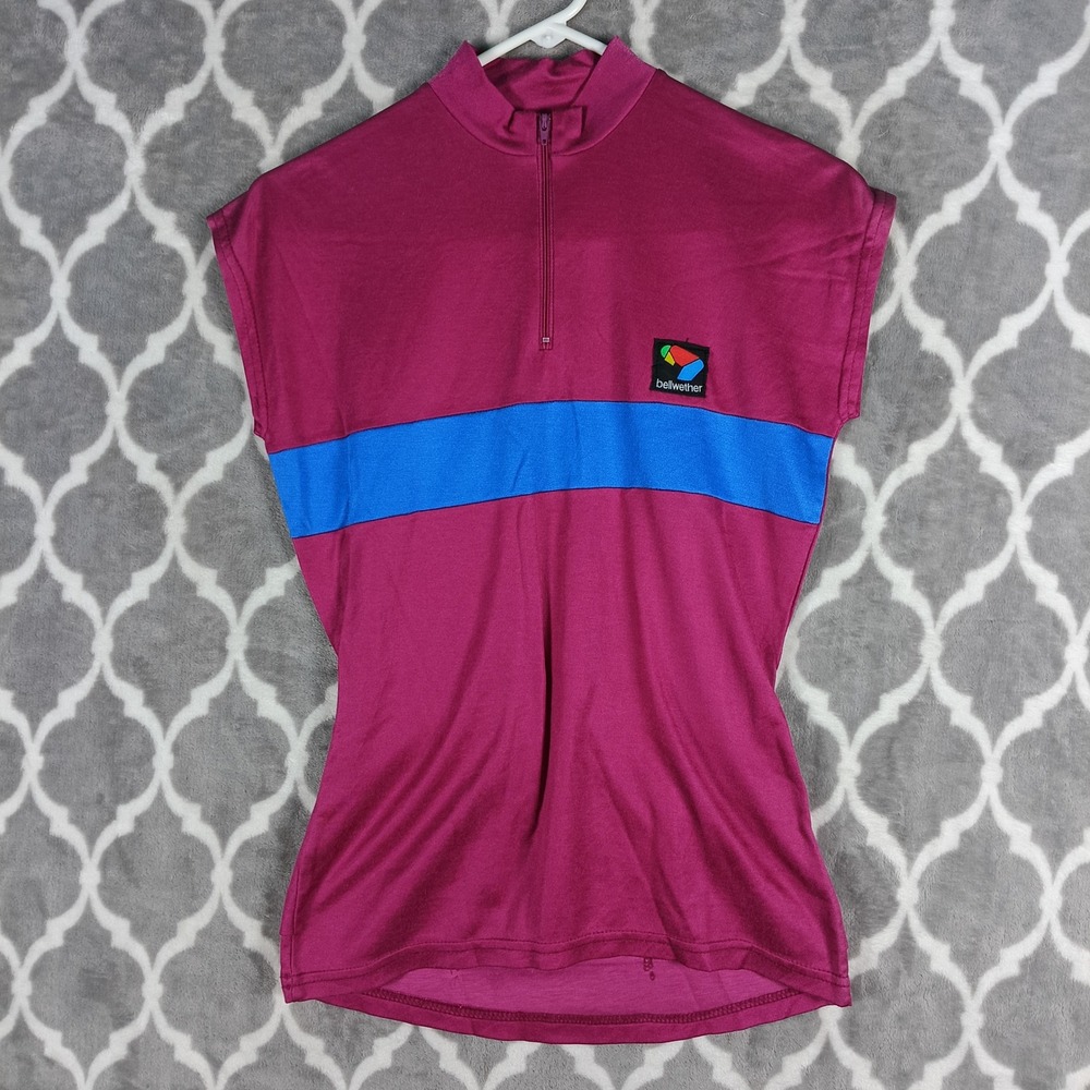 Bellwether Cycling Jersey Women 8 10 Pink Blue Sleeveless Made In USA VTG